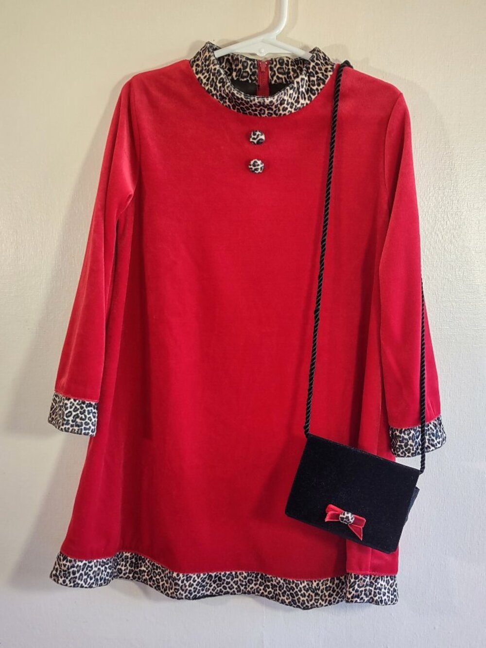 Vintage Amy Byer Red Velour Dress Matching Purse Girl Sz 6 Party Special Event